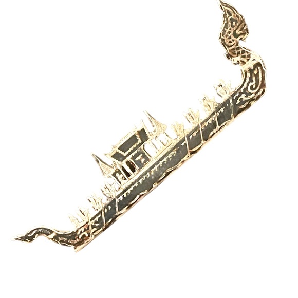 Stunning Antique Sterling Silver 925 Rare Siam Dragon Boat brooch black enamel - Picture 6 of 11
